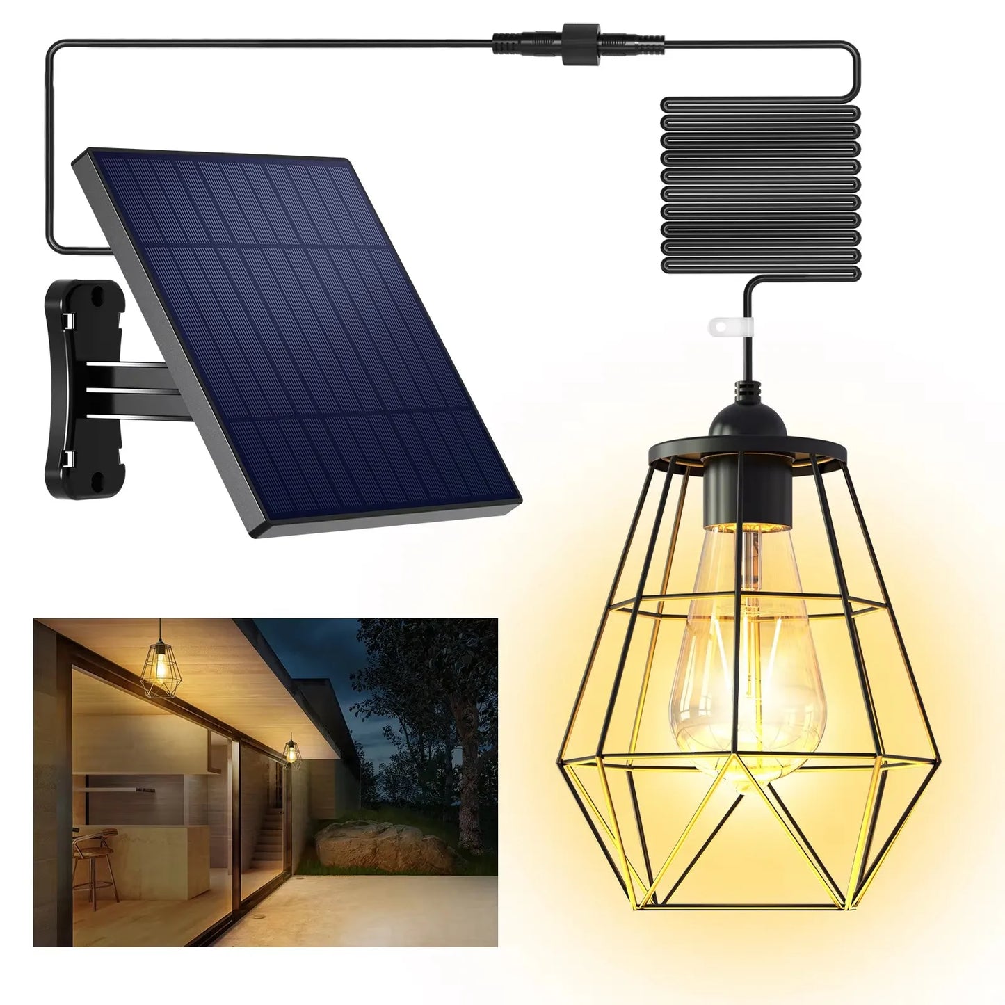 Intelamp 4000mah Solar Pendant Lights Indoor & Outdoor Bright Waterproof Solar Shed Lights For Bedroom Living Room Garden Yard