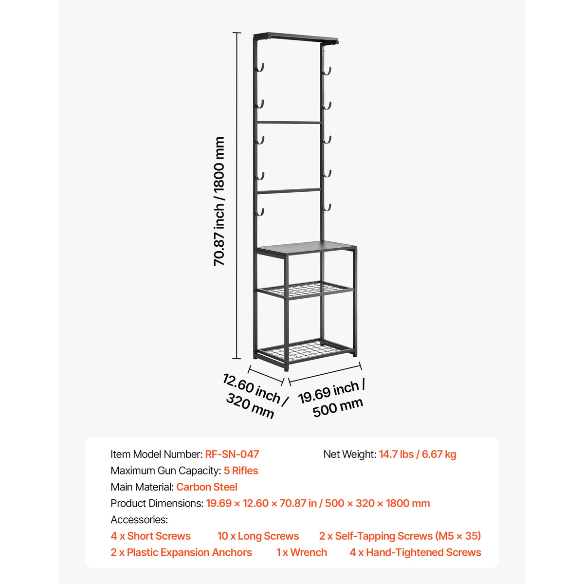 SucceBuy Gun Rack Floor Standing Indoor Rifle Shotgun Rack Stand with Storage Shelf for Wall Mount Gun Display Stand for Garage