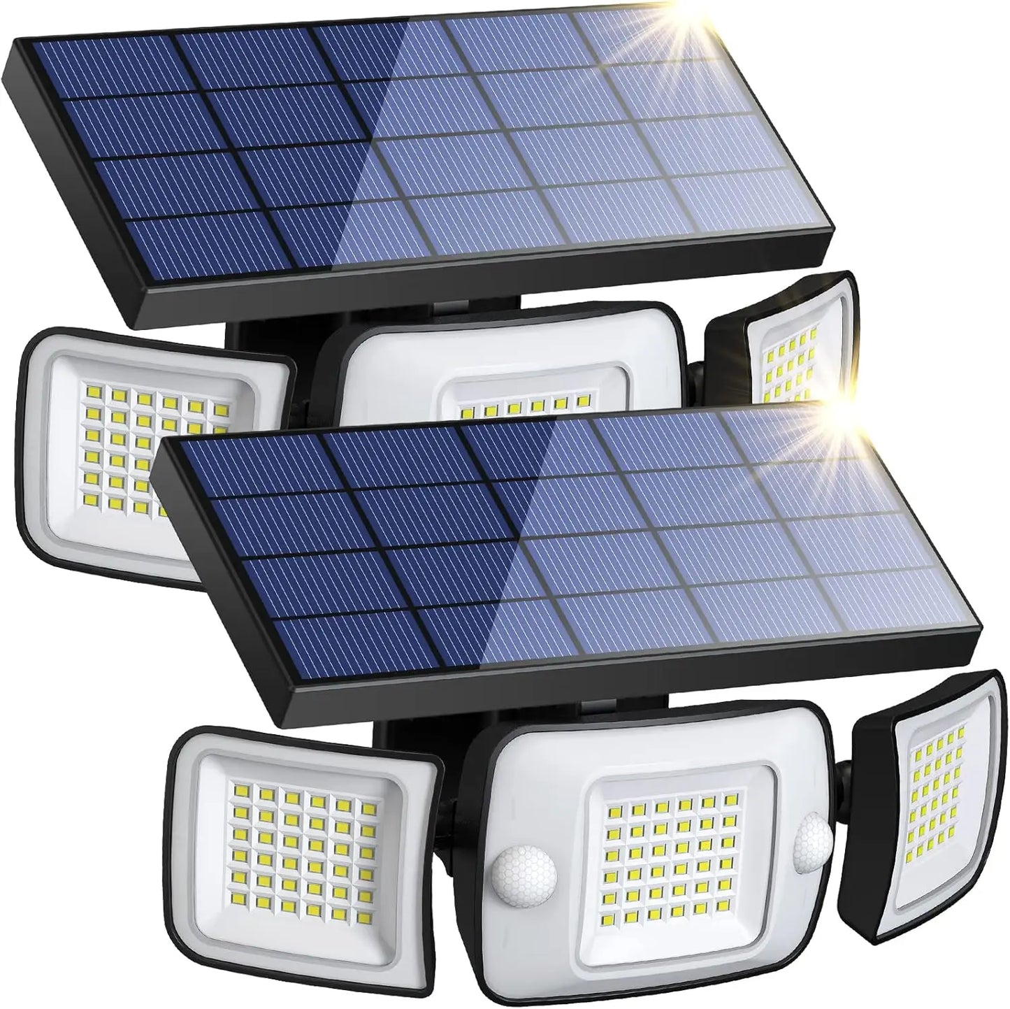 Intelamp Long Battery Life 6000mAh Outdoor Solar Lights Flood Light With Larger Solar Panel Two Motion Sensors For Yard Garden