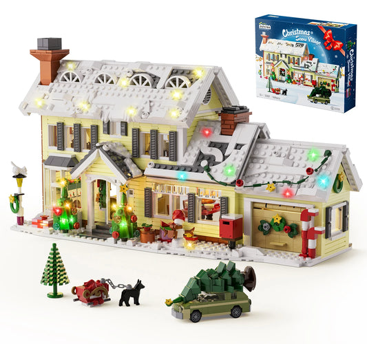 Christmas Snow Village House Building Blocks Architecture Model Home Decoration Room Ornament Winter Festive Holiday Gift for Adults