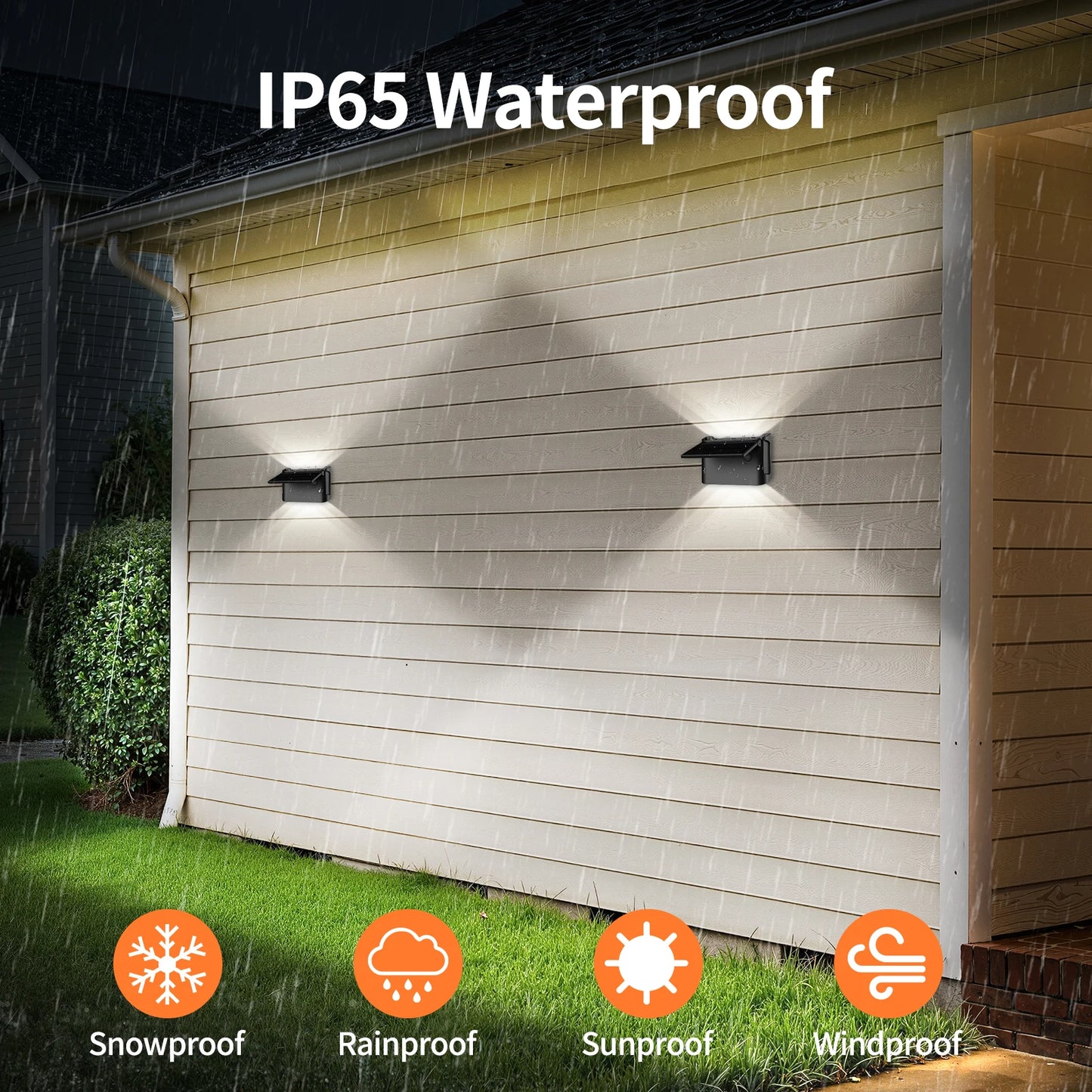 Intelamp 2000mAh Solar Wall Lights 2 Pack 3 Color Modes Up/Down Lighting Solar Lamp For Outdoor Walls Fences Patios Entryways