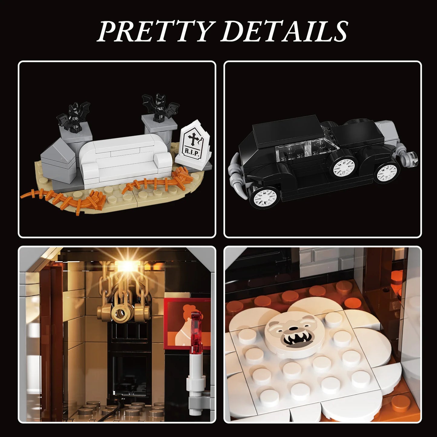 Gothic House Building Blocks Set Nightfall Manor Architecture Bricks Creative Home Decoration Desktop Ornament Halloween Gift for Adults