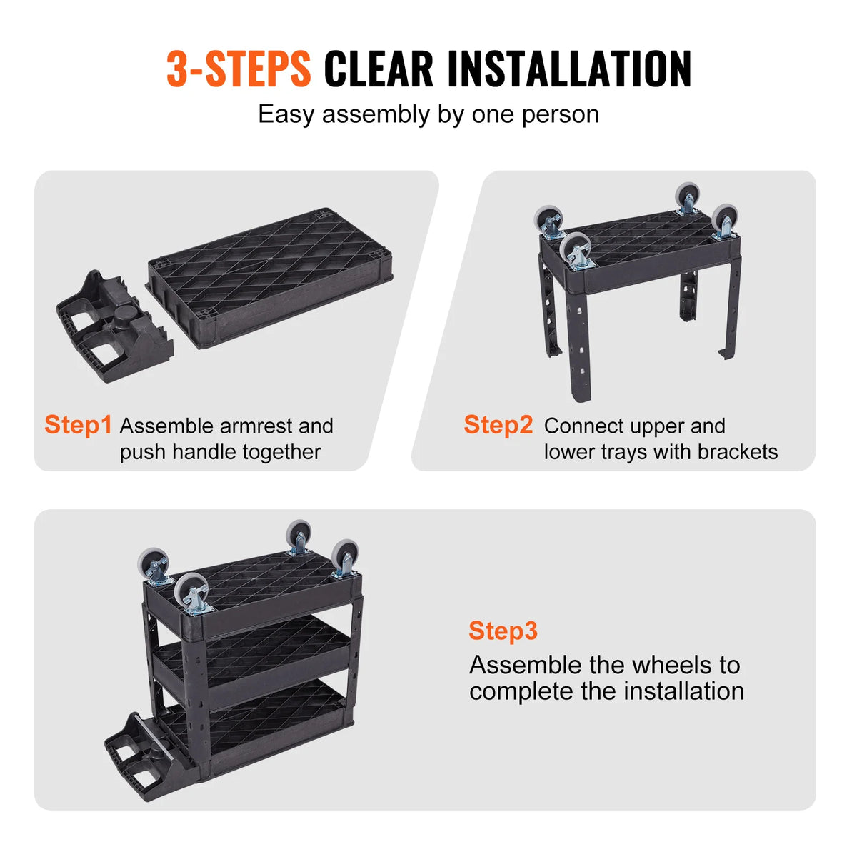 SucceBuy 2/3 Shelf Utility Service Cart Heavy Duty with 360°Swivel Wheels Ergonomic Storage Handle for Warehouse/Garage/Cleaning
