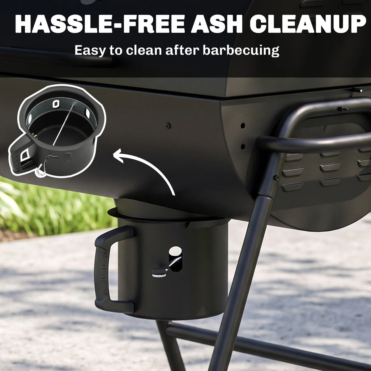 Barrel Charcoal BBQ Grill Trolley Wheeled Barbecue Smoker, Black