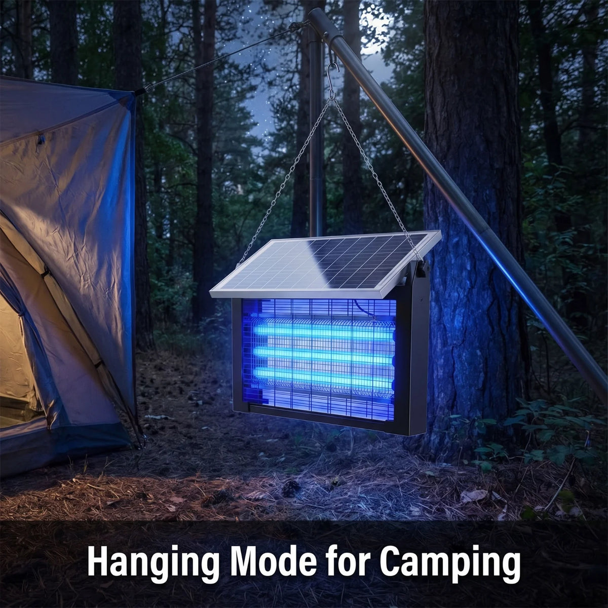 Solar Bug Zapper Outdoor IPX5 Waterproof UV Blue Light Mosquito Killer Lamp Auto Light Sensor Solar Powered Insect Fly Trap for Garden Farm Patio Yard Camping