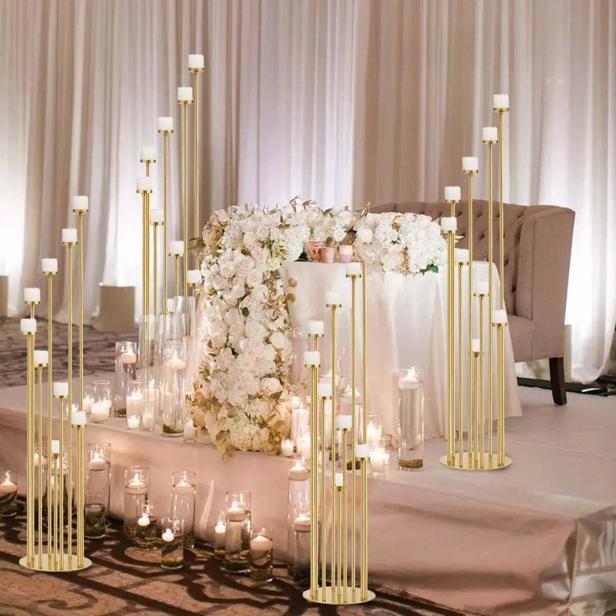 2pcs 9 Arm Candelabra Floor Candle Holders Tall Set for Wedding Gold Candelabras Candle Stand