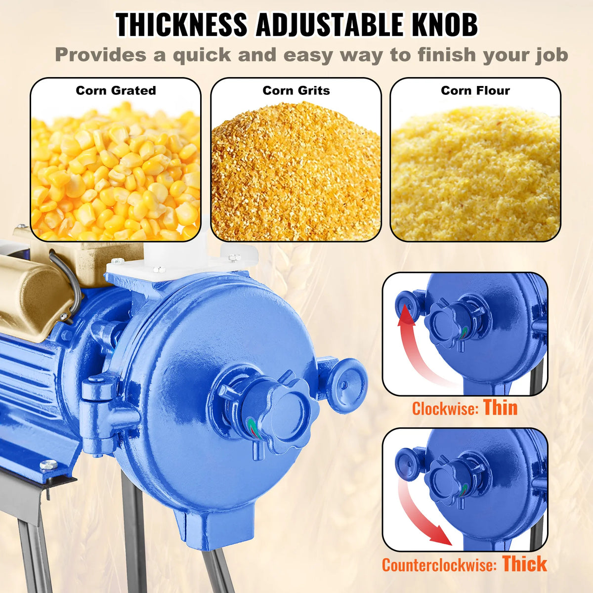SucceBuy Electric Grain Mill Grinder 3000W Spice Grinders, Commercial Corn Mill with Funnel Cereal  Wheat Grinders Dry Grinder