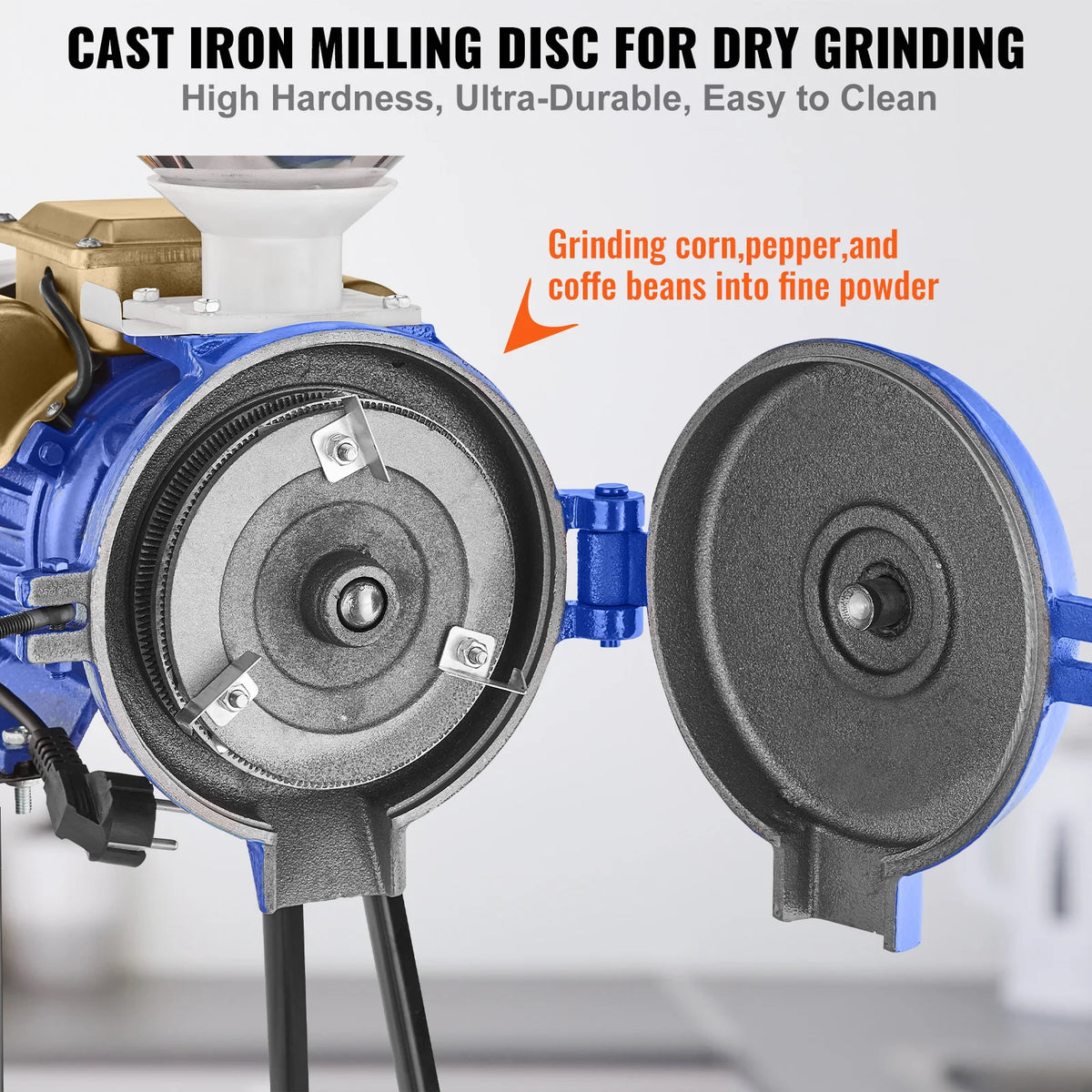 SucceBuy Electric Grain Mill Grinder 3000W Spice Grinders, Commercial Corn Mill with Funnel Cereal  Wheat Grinders Dry Grinder