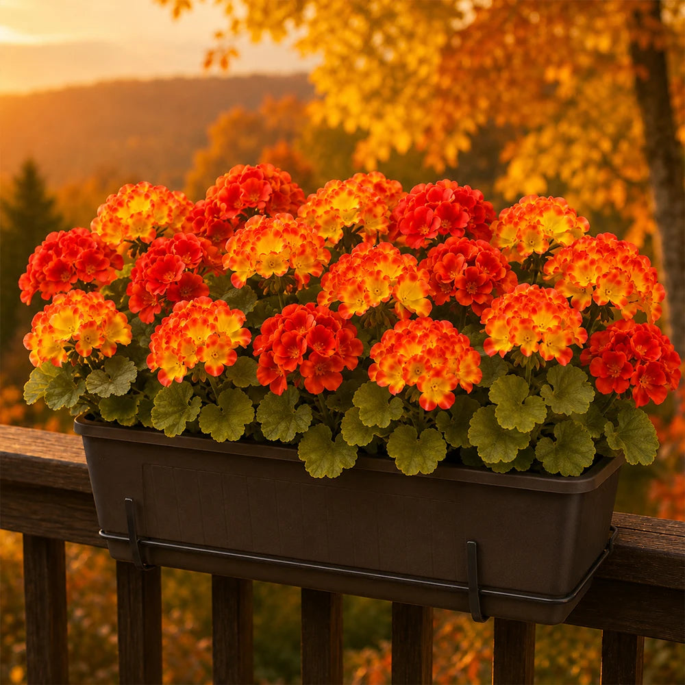 6pcs Artificial Fall Geranium Flowers Yellow Orange Faux Silk Begonia Fake Flower for Autumn Outdoor Home Garden Patio Porch Decor, Thanksging Decorations