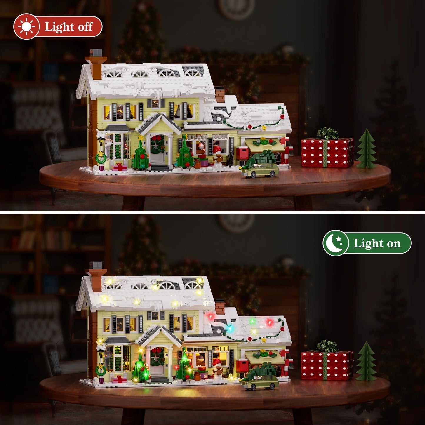 Christmas Snow Village House Building Blocks Architecture Model Home Decoration Room Ornament Winter Festive Holiday Gift for Adults