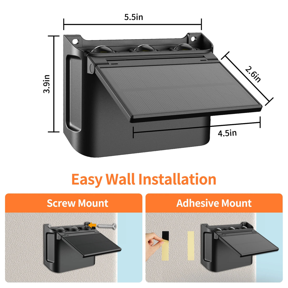 Intelamp 2000mAh Solar Wall Lights 2 Pack 3 Color Modes Up/Down Lighting Solar Lamp For Outdoor Walls Fences Patios Entryways