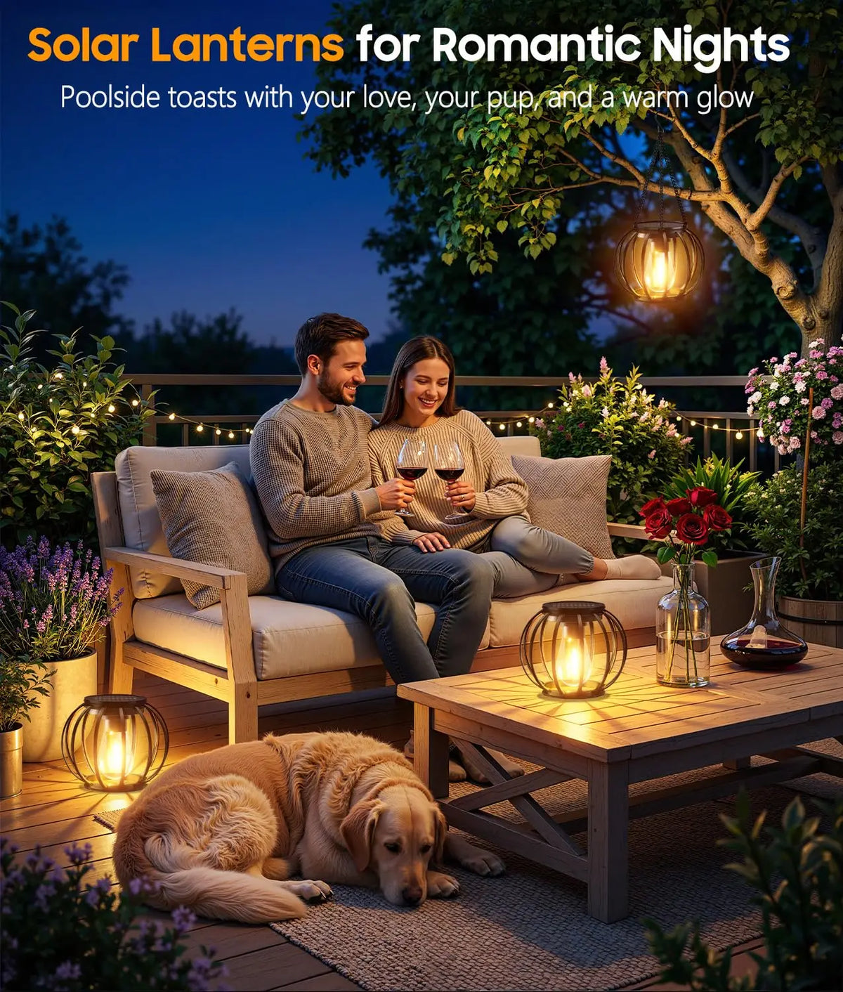 4 Pack Solar Lanterns Outdoor Waterproof, Upgraded Metal Hanging Solar Lights Outdoor Lanterns, Brighter Auto On/Off Outdoor Hanging Lantern for Yard Patio Pathway Porch Garden Decor
