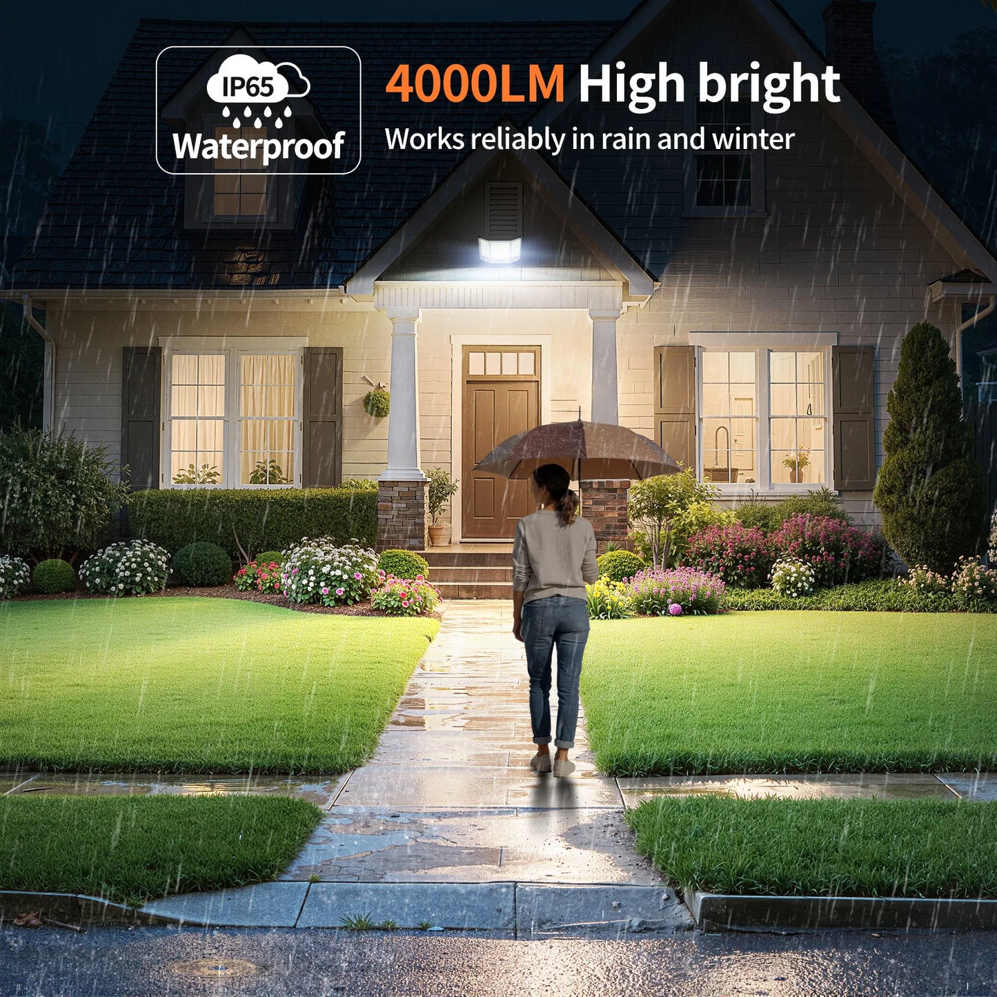 Intelamp 20000mAh Long Battery Life Solar Street Flood Lights Outdoor With Super Large Solar Panel Dual Sensors For Garden Yard