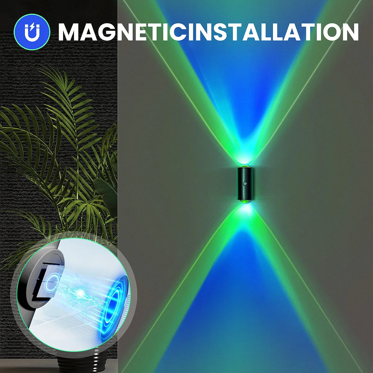 LED Motion Sensor Wall Sconce Lights, 3 Modes, 8 Lighting Colors, USB Rechargeable Magnetic Night Lamp for Bedroom, Bathroom