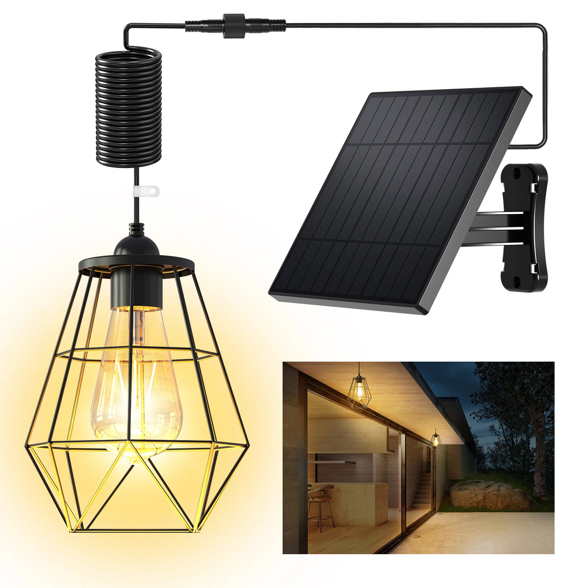 Intelamp 4000mah Solar Pendant Lights Indoor & Outdoor Bright Waterproof Solar Shed Lights For Bedroom Living Room Garden Yard