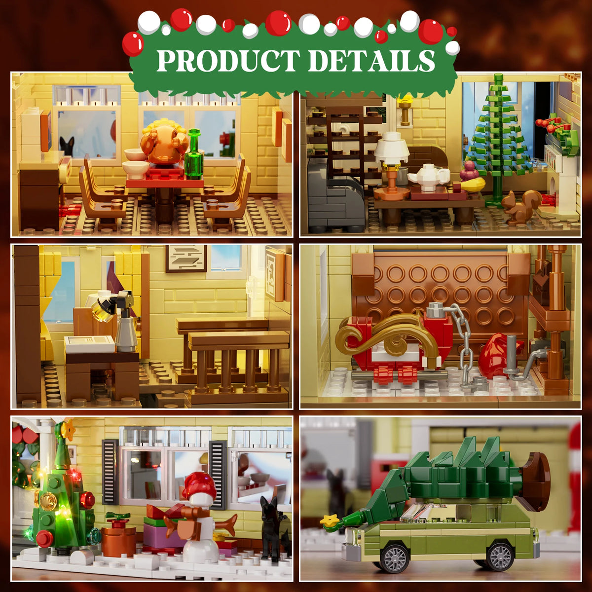 Christmas Snow Village House Building Blocks Architecture Model Home Decoration Room Ornament Winter Festive Holiday Gift for Adults