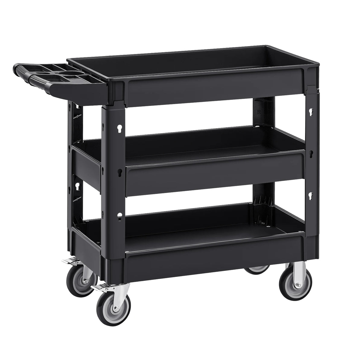SucceBuy 2/3 Shelf Utility Service Cart Heavy Duty with 360°Swivel Wheels Ergonomic Storage Handle for Warehouse/Garage/Cleaning