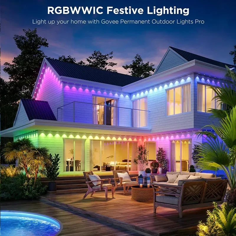 50FT/100FT/150FT/200FT/300FT Permanent Outdoor Lights Waterproof RGB String Lights DIY Scene Christmas Birthday Holiday Party