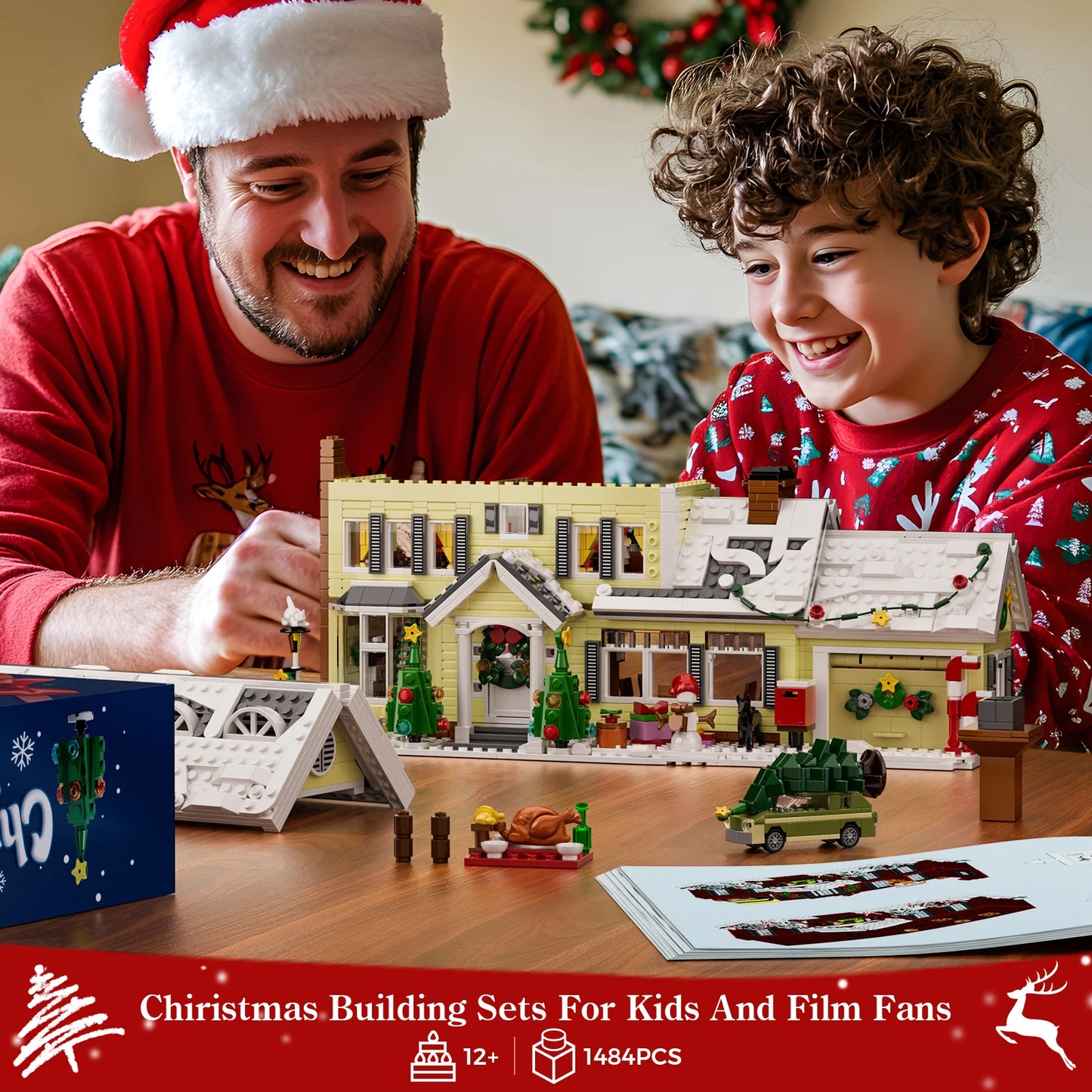 Christmas Snow Village House Building Blocks Architecture Model Home Decoration Room Ornament Winter Festive Holiday Gift for Adults