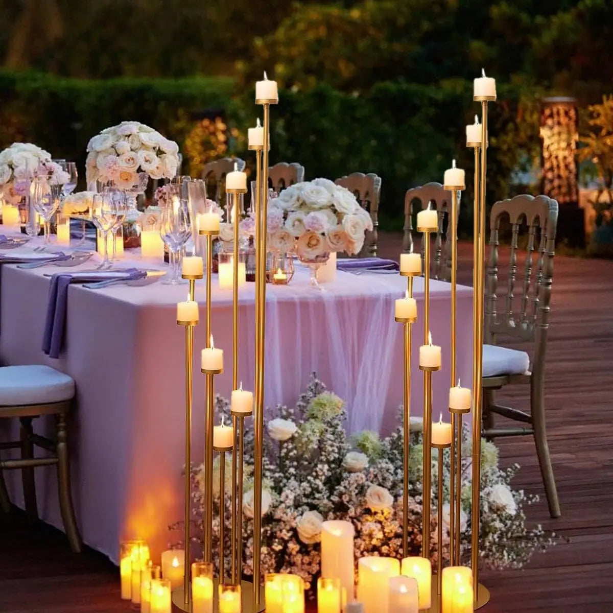 2pcs 9 Arm Candelabra Floor Candle Holders Tall Set for Wedding Gold Candelabras Candle Stand