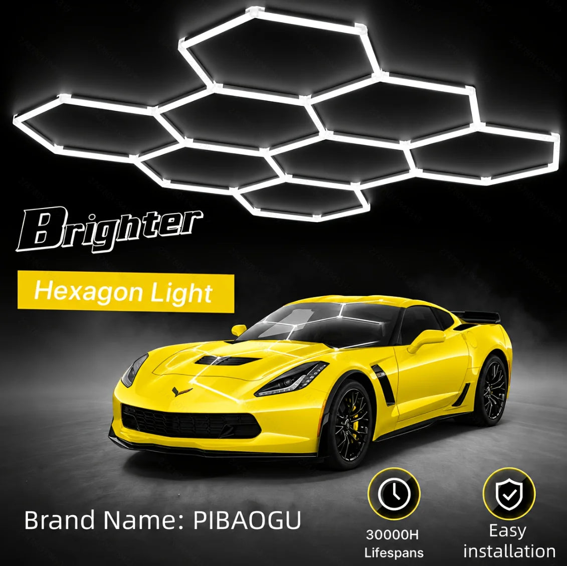Hexagon Garage Lights DIY Hexagon Led Light 6500K Ultra Bright Honeycomb Hex Lights Easy Install Durable Design for Garage Shop Basement Barber Homegym