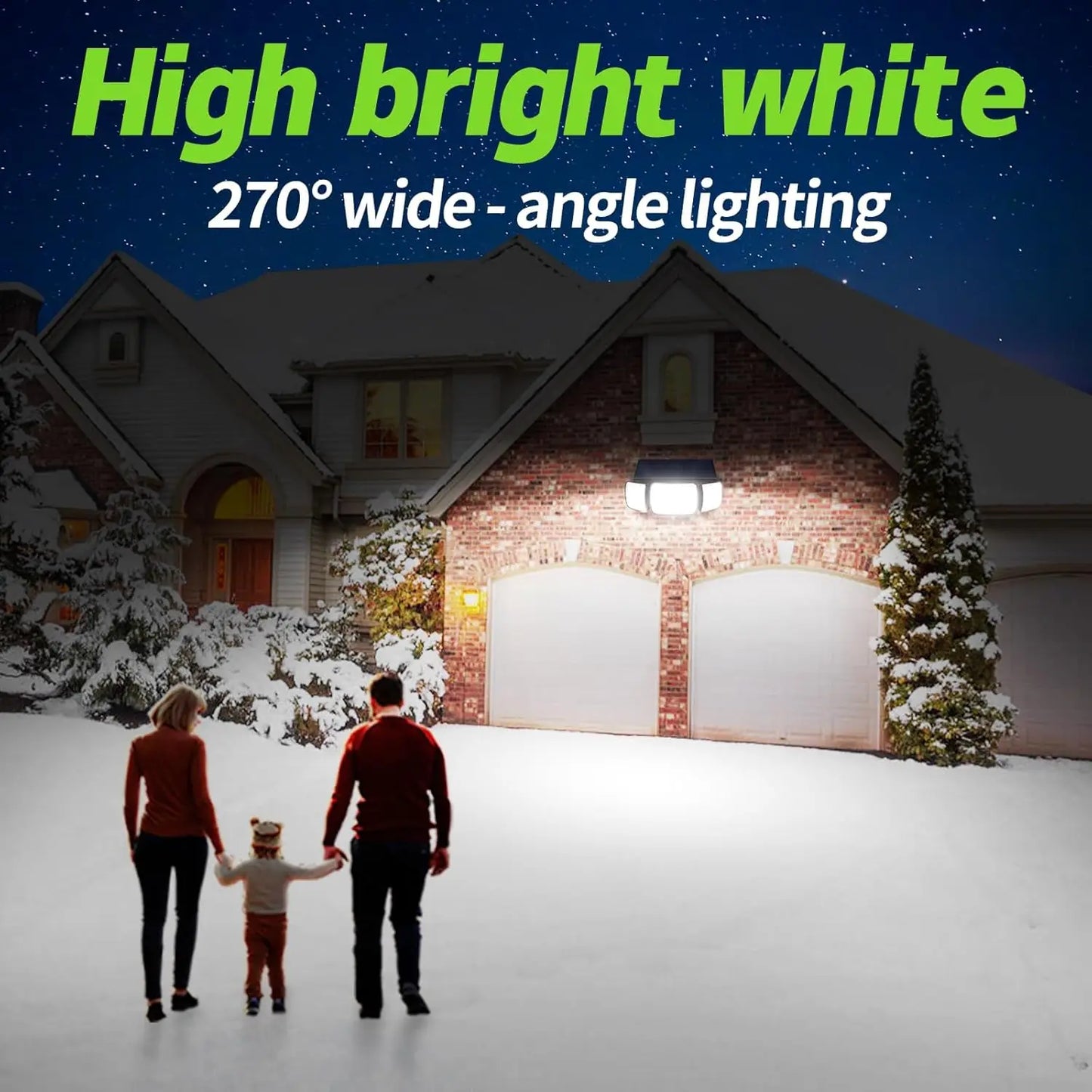 Intelamp Long Battery Life 6000mAh Outdoor Solar Lights Flood Light With Larger Solar Panel Two Motion Sensors For Yard Garden