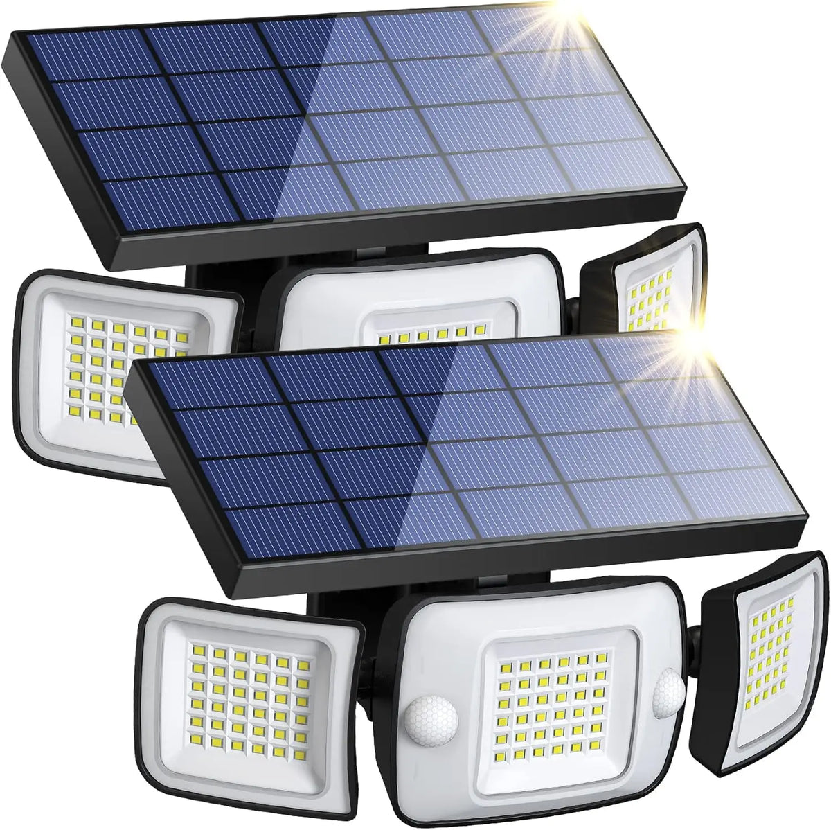 Intelamp Long Battery Life 6000mAh Outdoor Solar Lights Flood Light With Larger Solar Panel Two Motion Sensors For Yard Garden