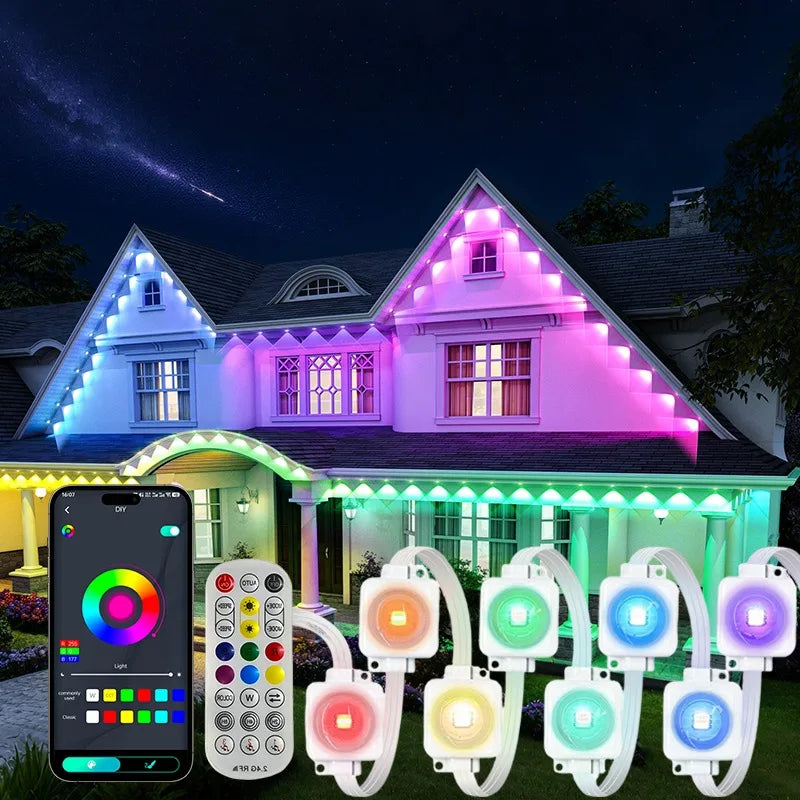 50FT/100FT/150FT/200FT/300FT Permanent Outdoor Lights Waterproof RGB String Lights DIY Scene Christmas Birthday Holiday Party