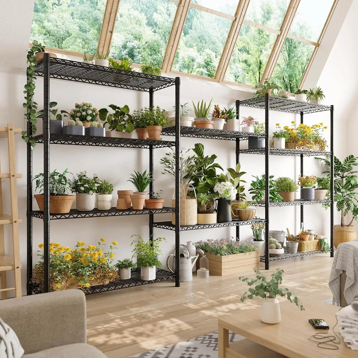 72''H Steel Wire Storage Shelves, 5-Tier Heavy Duty Metal Shelving, Adjustable Garage Rack, Customized