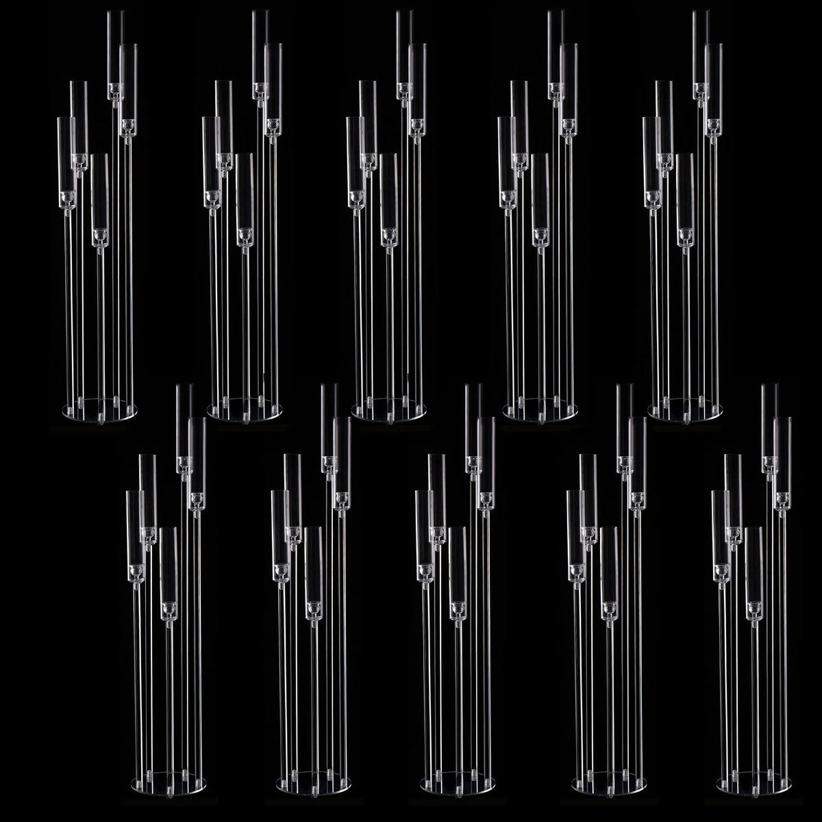 Clear Acrylic Floor Candelabra 5 Arm Tall Candlestick Holder for Wedding Table Centerpiece Ceremony Party Home Decoration 10PCS