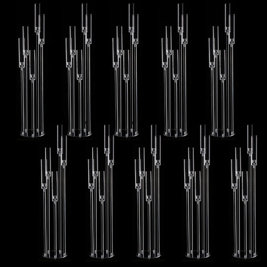 Clear Acrylic Floor Candelabra 5 Arm Tall Candlestick Holder for Wedding Table Centerpiece Ceremony Party Home Decoration 10PCS