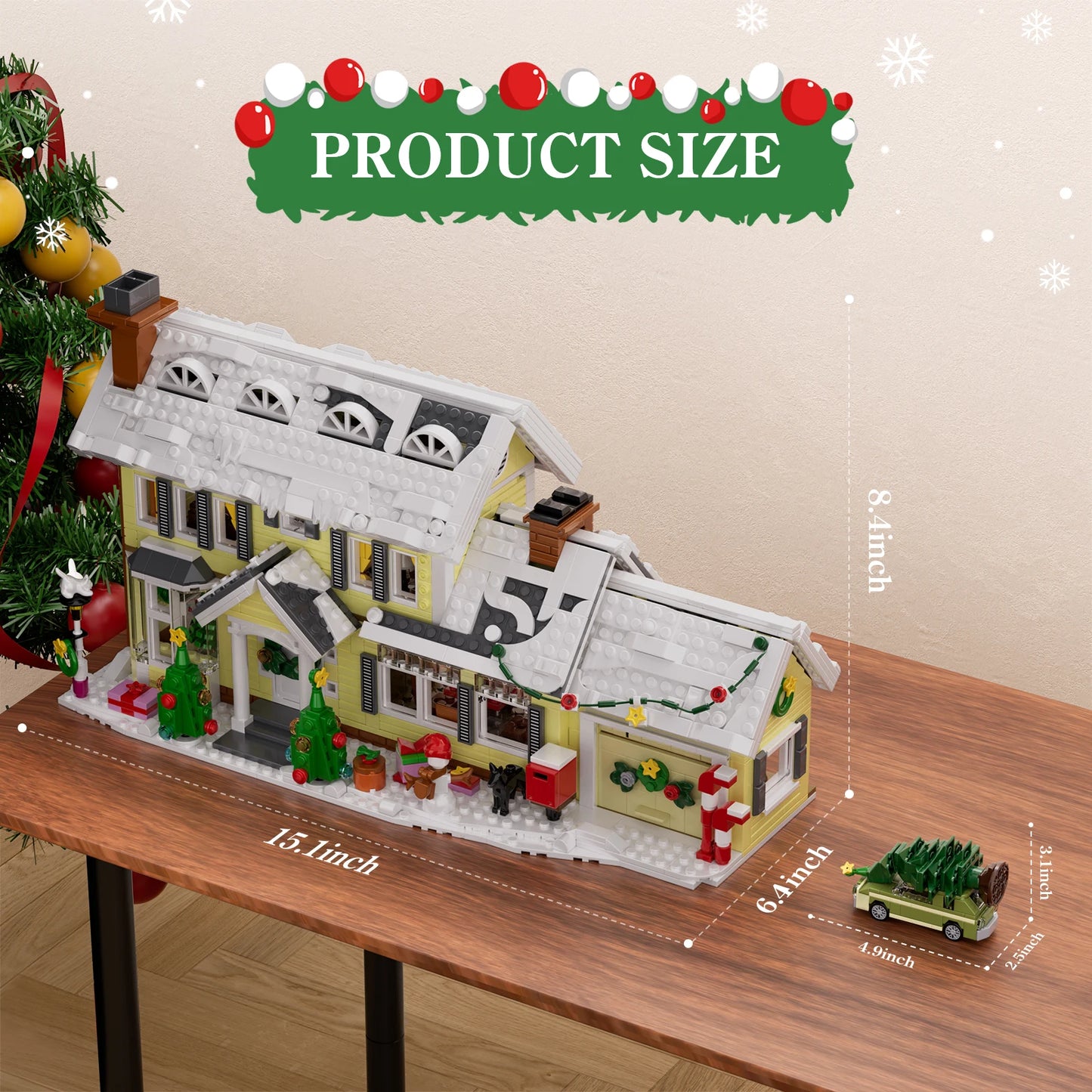 Christmas Snow Village House Building Blocks Architecture Model Home Decoration Room Ornament Winter Festive Holiday Gift for Adults