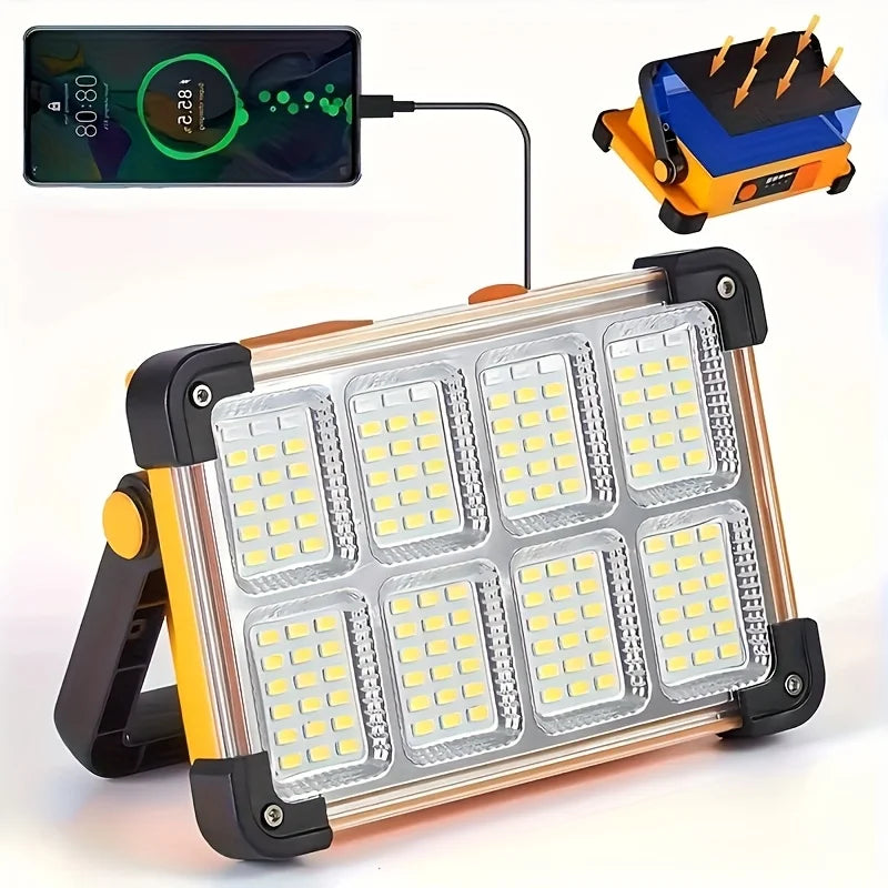 2 Pack/1Pack Rechargeable LED Solar Work Light，Portable Floodlight with 3600mAh Battery, Ideal for Camping, Emergency Power