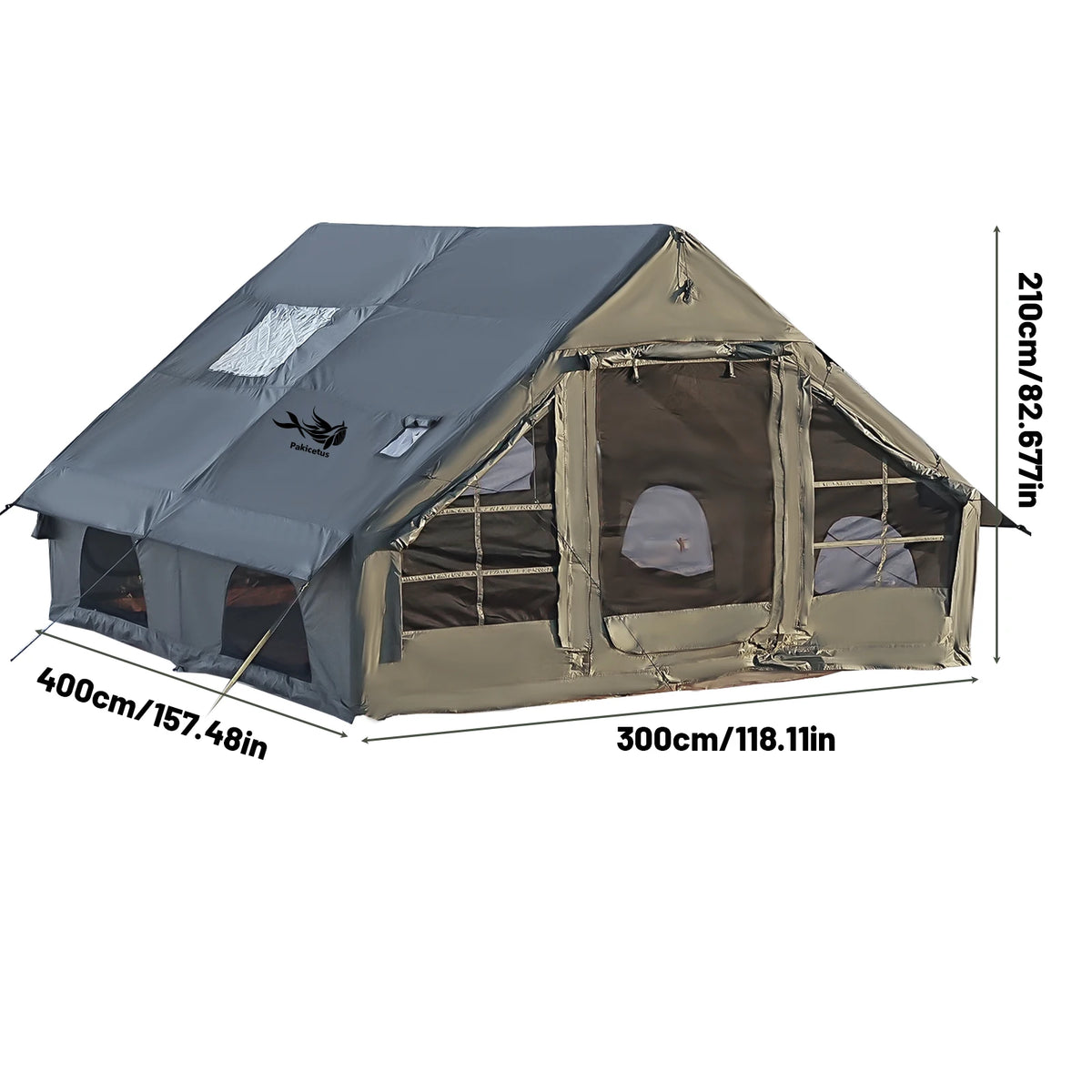 4-8 Person Inflatable Camping Tent - Quick-Setup Air Frame, 4-Season Waterproof Shelter with Stove Jack & Portable Design.