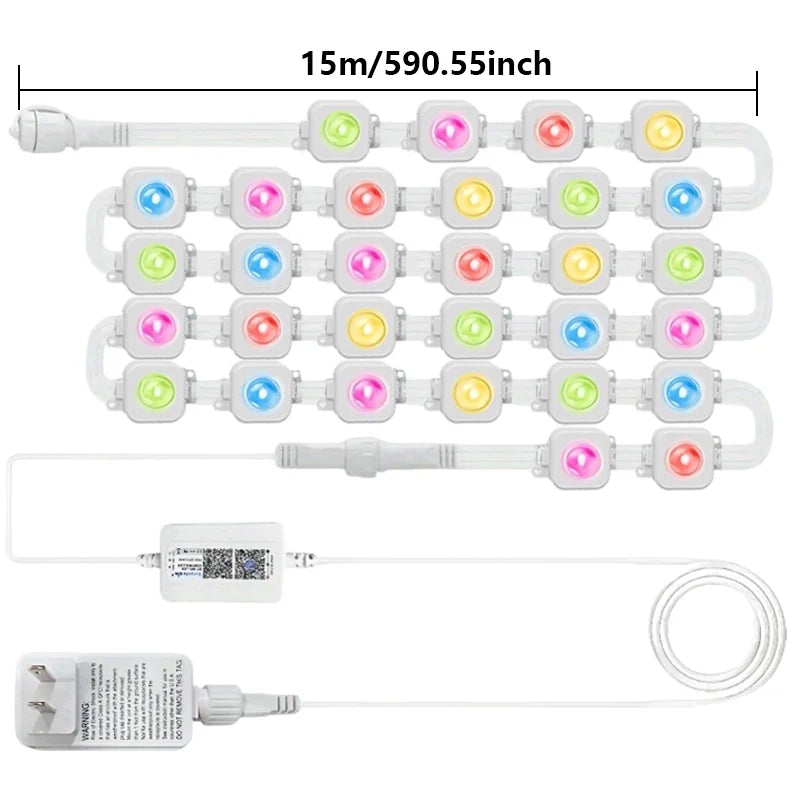 50FT/100FT/150FT/200FT/300FT Permanent Outdoor Lights Waterproof RGB String Lights DIY Scene Christmas Birthday Holiday Party
