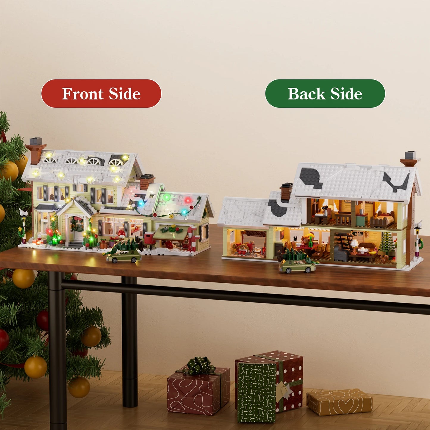Christmas Snow Village House Building Blocks Architecture Model Home Decoration Room Ornament Winter Festive Holiday Gift for Adults